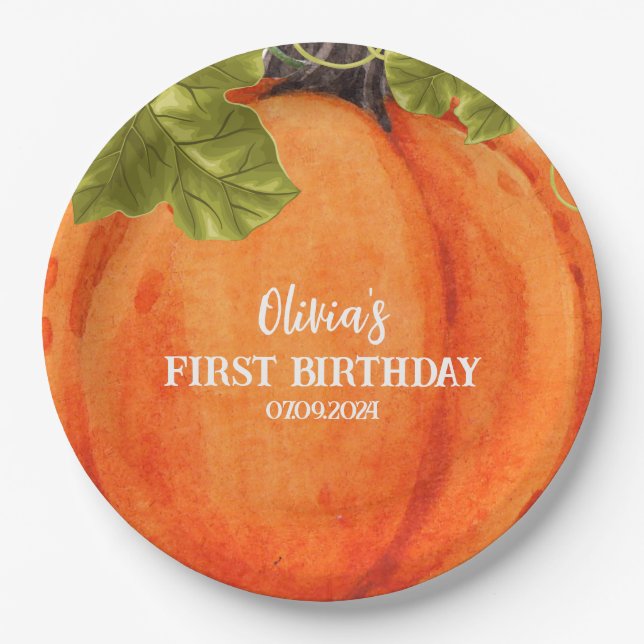 Our little pumpkins First birthday Pumpkins Paper Plate (Front)