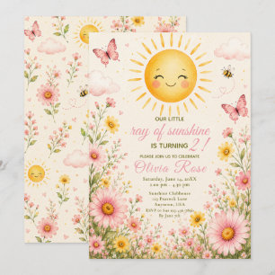 Our Little Ray of Sunshine 2nd Birthday Invitation