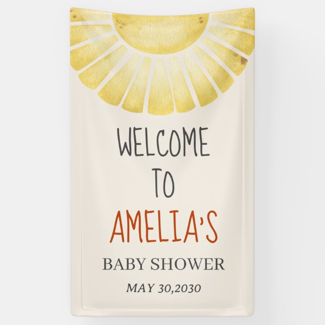 Our Little Ray of Sunshine Baby Shower  Banner (Vertical)