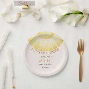 Our Little Ray of Sunshine Baby Shower Invitation Paper Plate