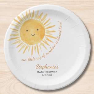 Our Little Ray Of Sunshine Baby Shower Paper Plate