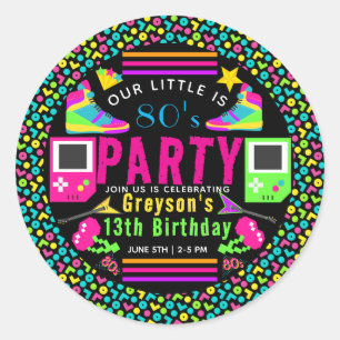 our little Retro Neon 80's 13th Birthday Party Classic Round Sticker