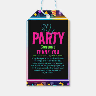our little Retro Neon 80's Birthday Child Party Gift Tags