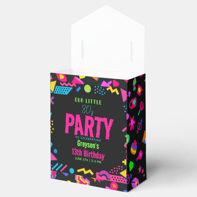our little Retro Neon 80's Birthday Party Favour Box (Opened)