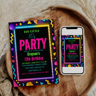 our little Retro Neon 80's Birthday Party Invitation