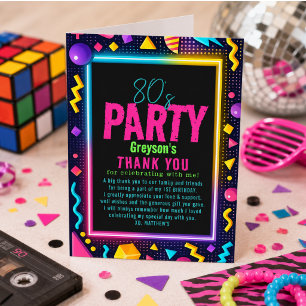 our little Retro Neon 80's Birthday Party Thank You Card