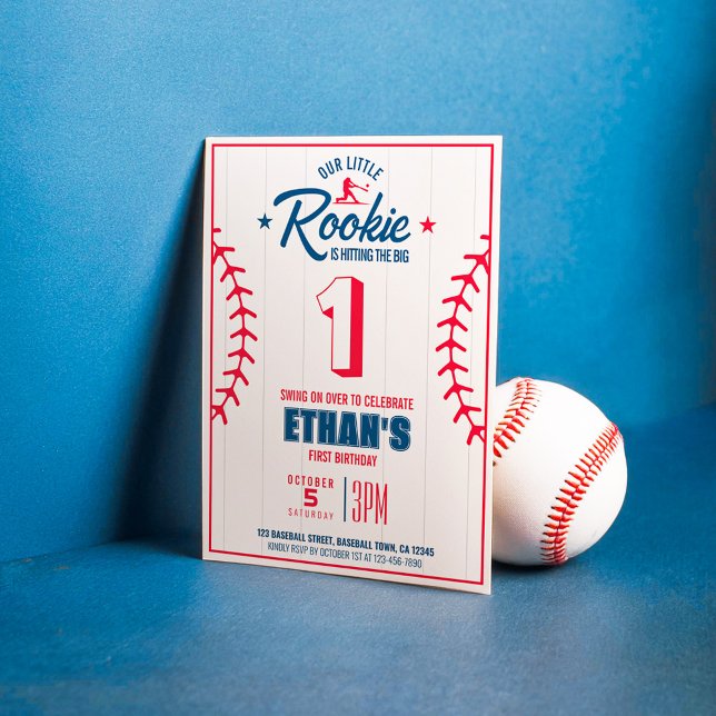Our Little Rookie Baseball Birthday Party Invitation (Creator Uploaded)