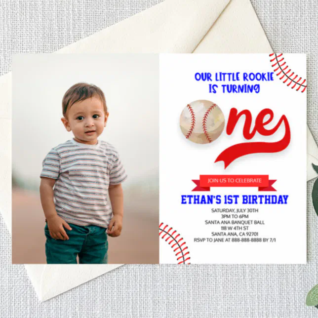 our-little-rookie-baseball-one-1st-birthday-party-invitation-zazzle