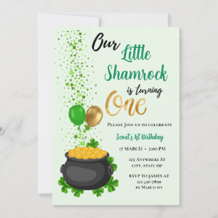 Our Little Shamrock Is Turning One Birthday Invitation