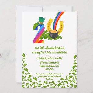 Our little shamrock is turning two Birthday party Invitation