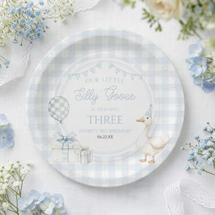 Our Little Silly Goose Blue Birthday Party Paper Plate