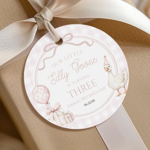 Our Little Silly Goose Pink Bow Birthday Party Favour Tags