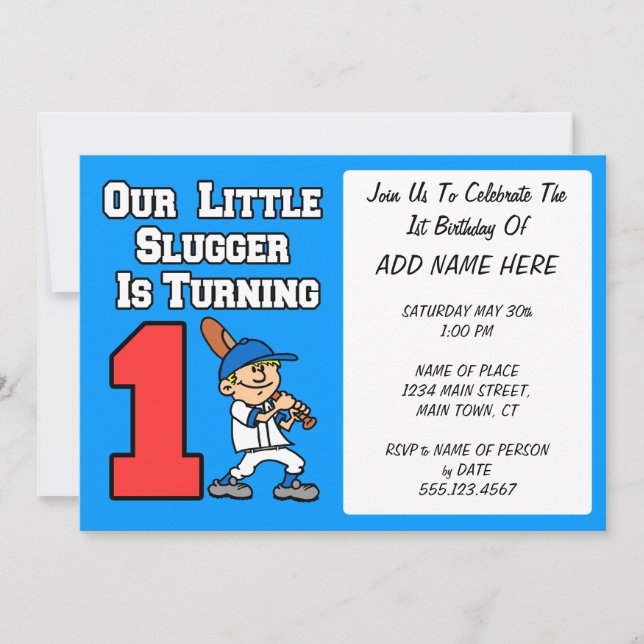 Our Little Slugger Is Turning One Invitation (Front)