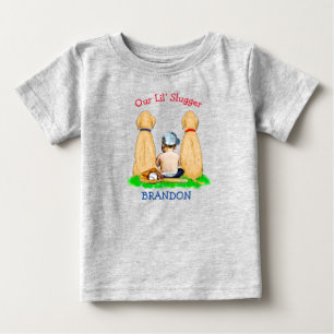 Our Little Slugger Personalised Baseball Themed Baby T-Shirt