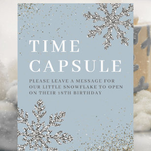 Our Little Snowflake 1st Birthday Time Capsule Pedestal Sign