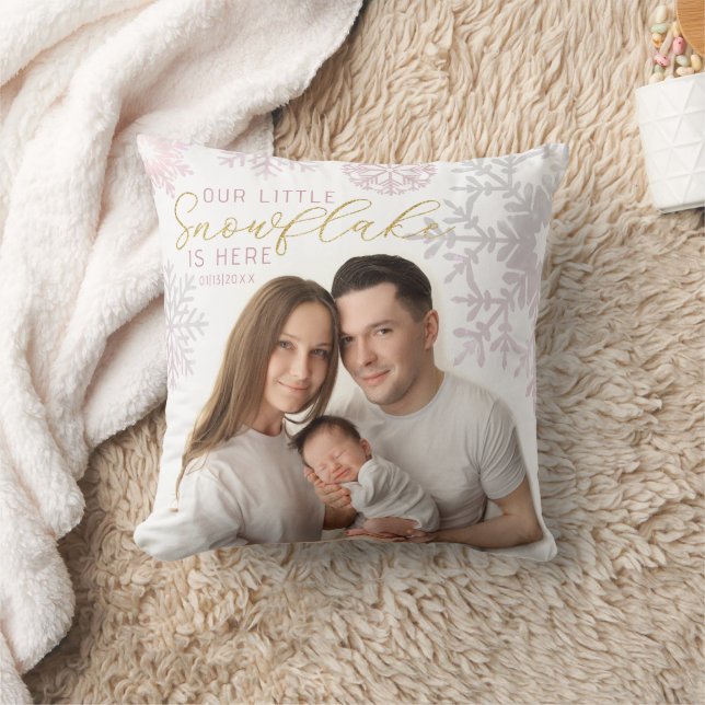 Our Little Snowflake Baby Photo Keepsake Gift Cushion (Blanket)