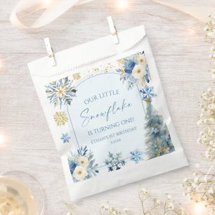 Our Little Snowflake Blue Winter Birthday Party Favour Bags