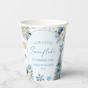 Our Little Snowflake Blue Winter Birthday Party Paper Cups