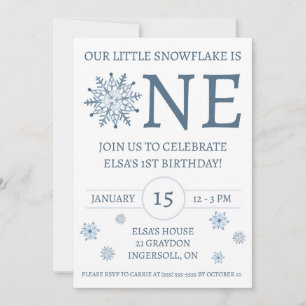 Our Little Snowflake is ONE, Kids' Birthday Party Invitation