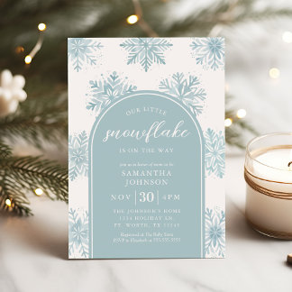 Our Little Snowflake Winter Blue Baby Shower Invit Invitation