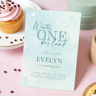 Our Little Snowflake Winter Onederland Birthday Invitation