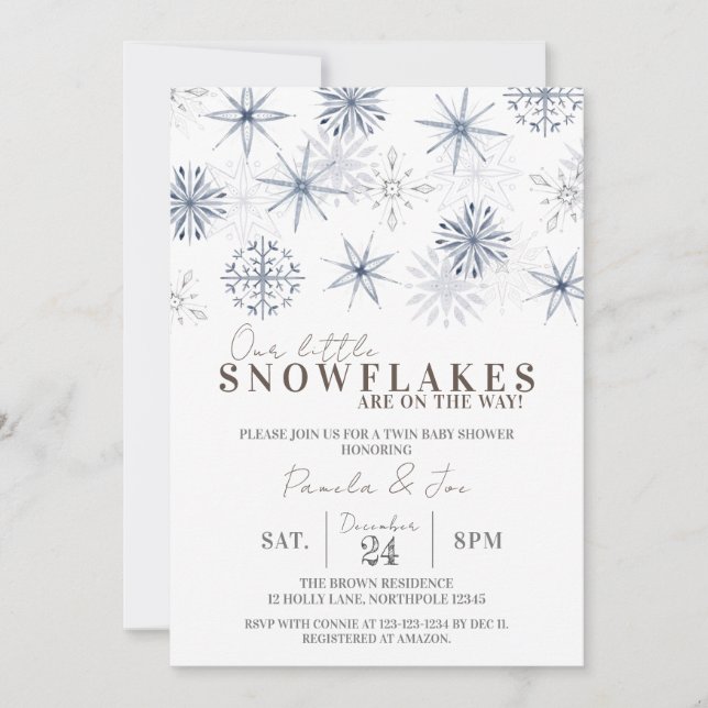Our Little Snowflakes are on the Way Baby Shower Invitation (Front)
