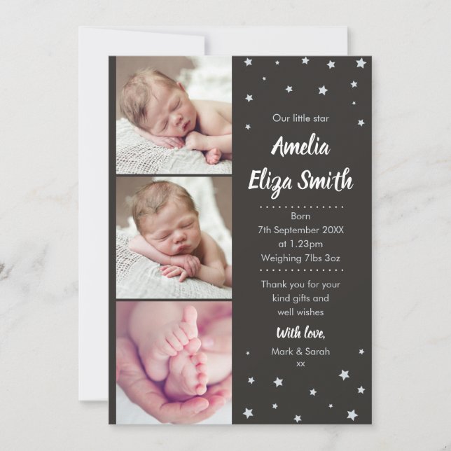 Our Little Star New baby thank you card (Front)