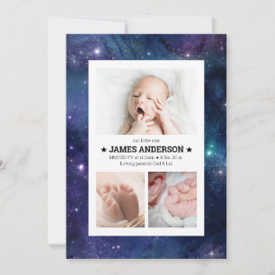 Our Little Star Watercolor Galaxy Birth Announcement