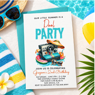 our little summer is pool party 2nd birthday invitation