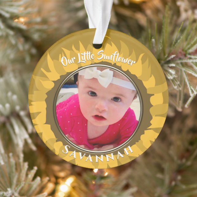 Our Little Sunflower Baby Photo Ornament (Tree)