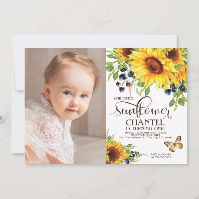 Our Little Sunflower Birthday Invitation Photo (Front)
