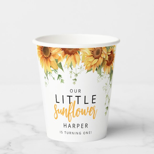 Our Little Sunflower Birthday Party Paper Cups (Front)