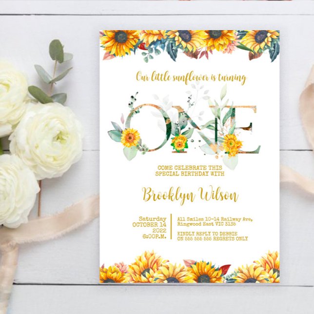 Our Little Sunflower is turning ONE Invitation (Creator Uploaded)