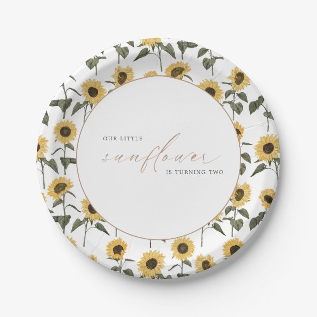 Our Little Sunflower - Rustic Autumn Birthday | Paper Plate (Front)