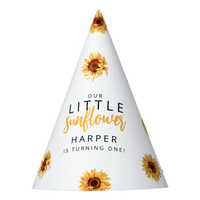 Our Little Sunflower Wrapping Paper Party Hat (Front)