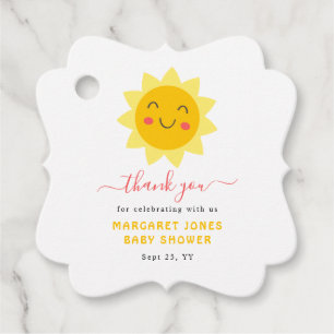 Our Little Sunshine Baby Shower Thank You Favour Tags