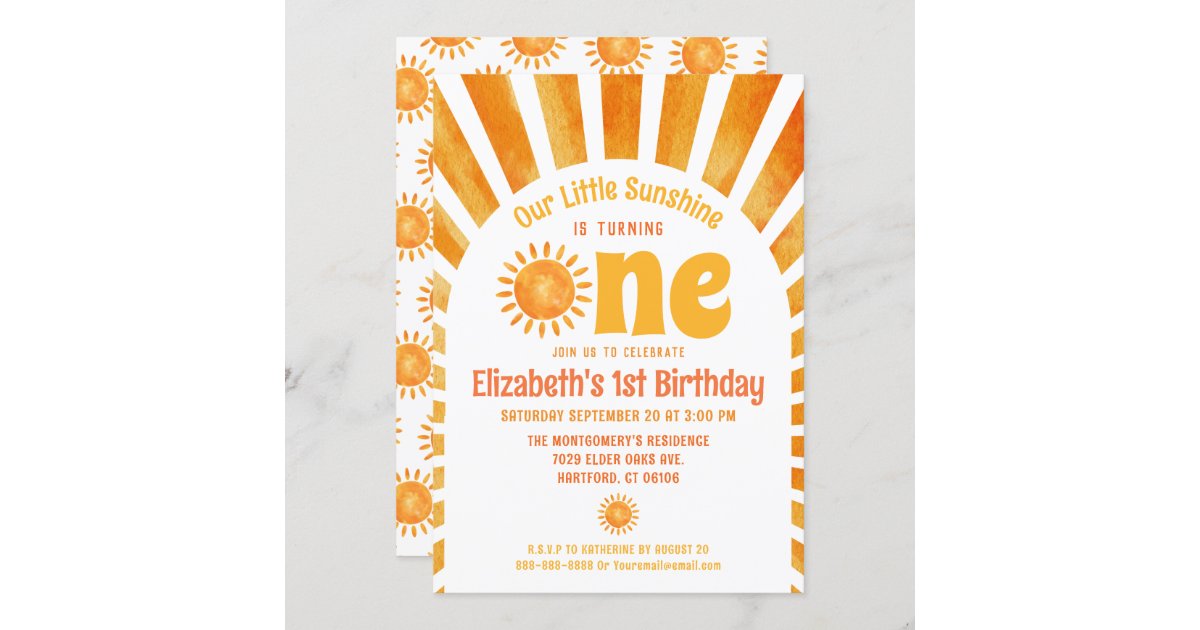 Our Little Sunshine Baby's First Birthday Party Invitation Zazzle