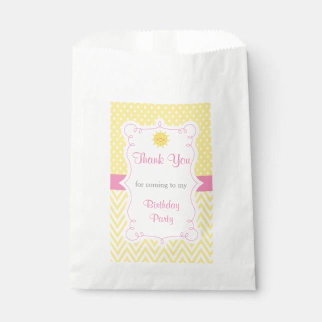 Our little Sunshine Birthday Favour Bags (Front)