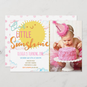 Our Little Sunshine Birthday Invitation With Photo
