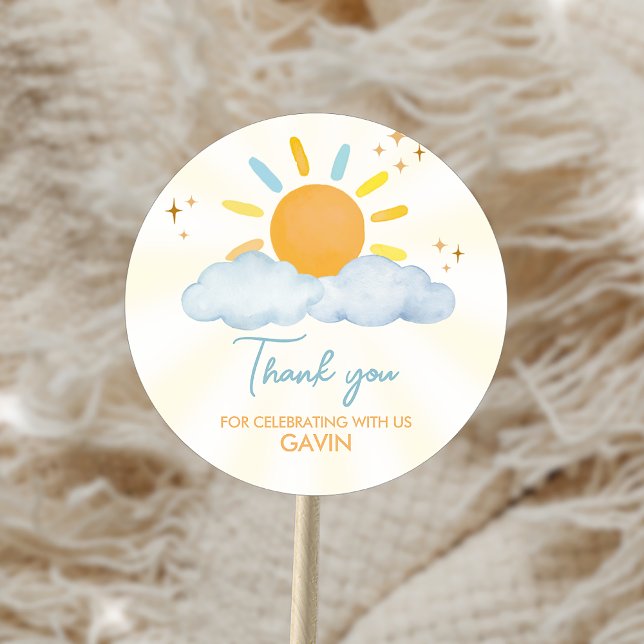 Our Little Sunshine Birthday Party Classic Round Sticker (Creator Uploaded)