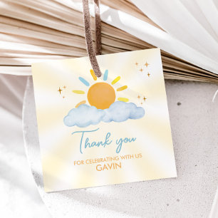 Our Little Sunshine Birthday Party Square Favour Tags