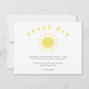 Our Little Sunshine Birthday Thank You Cards