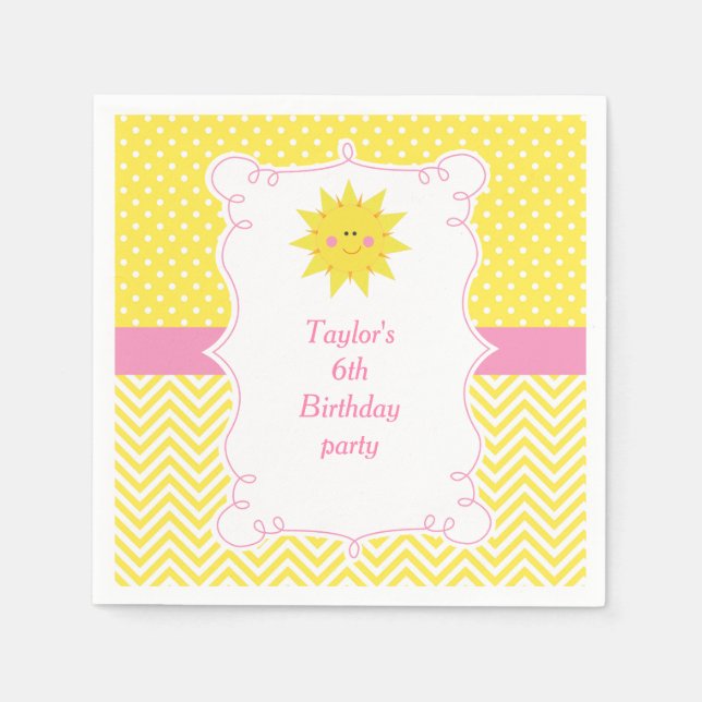 Our little Sunshine Birthday Thank You Napkin (Front)