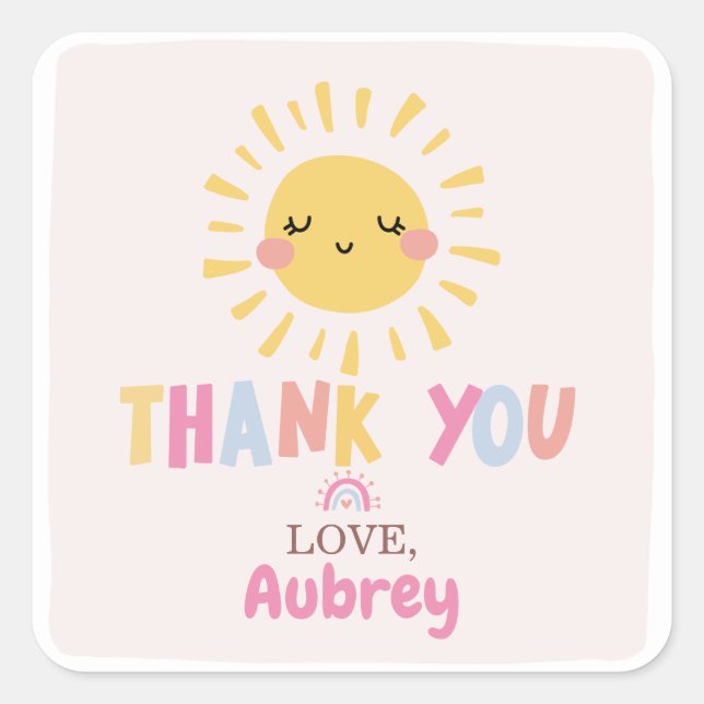 Our Little Sunshine Birthday Thank You  Square Sticker (Front)