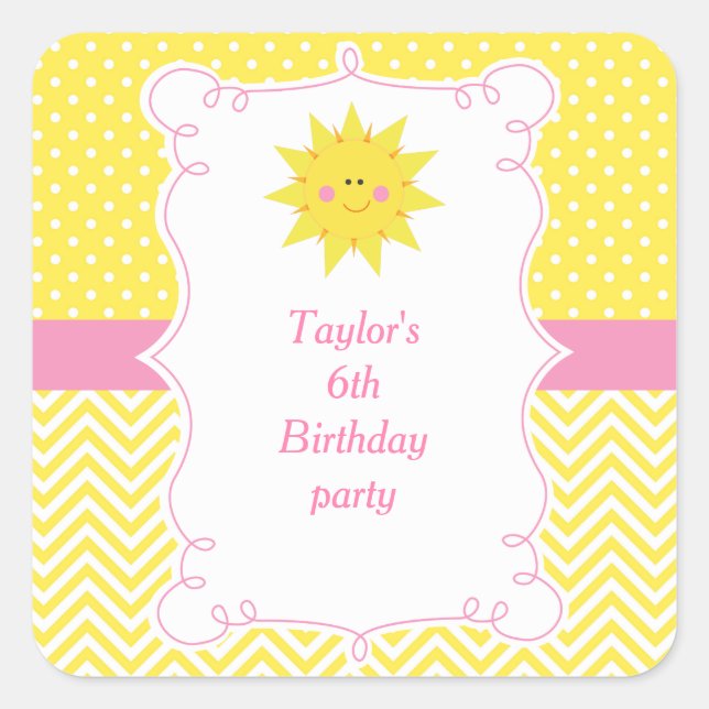 Our little Sunshine Birthday Thank You Square Sticker (Front)