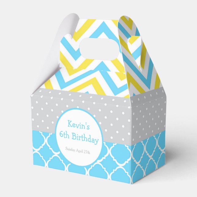 Our little Sunshine Blue and Yellow Birthday Party Favour Box (Front Side)