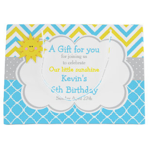 Our little Sunshine Blue and Yellow Birthday Party Large Gift Bag