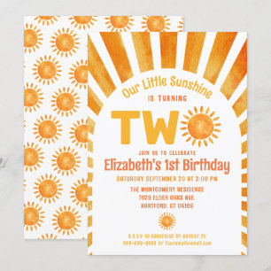 Our Little Sunshine Boho Baby's 2nd Birthday Party Invitation
