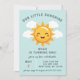 Our Little Sunshine Boy's 1st Birthday Party Invitation