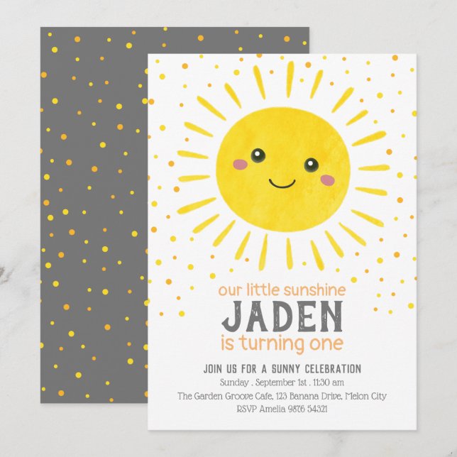 Our Little Sunshine |  First Birthday Invitation (Front/Back)